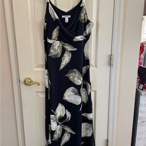 White House Black Market Black and Cream Leaf Maxi Dress